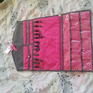 Organizer black, fuschia and polka dot new with tags plastic